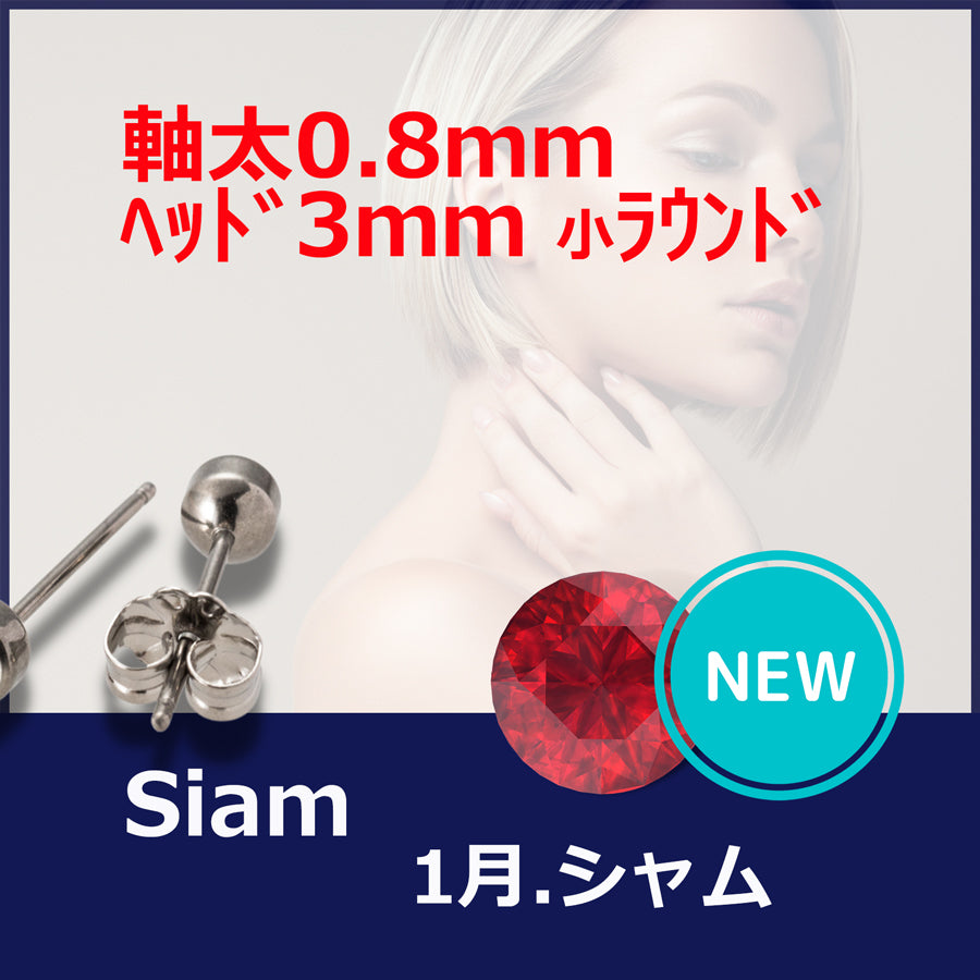 【新発売】セカンドピアス 医療用チタン ヘッド小さ目 3mm 軸太0.8mm 20G ロングポスト 12mm 1月 シャム ハナジュツ MEDICAL HANAJYUTSU