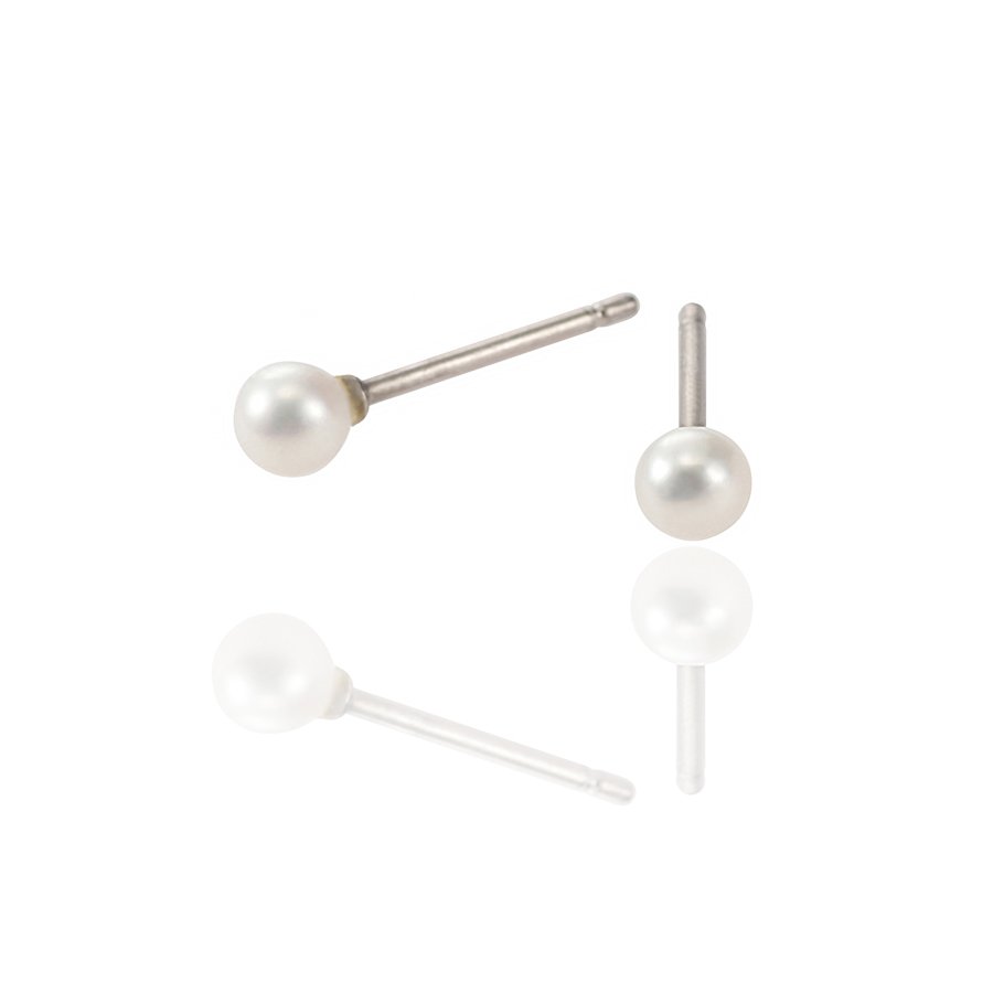 セカンドピアス 淡水パール φ4mm ホワイト【コンビニ決済OK】オススメ 純チタン 軸太 1.0mm ロングポスト 12mm パール特集 MEDICAL HANAJYUTSU