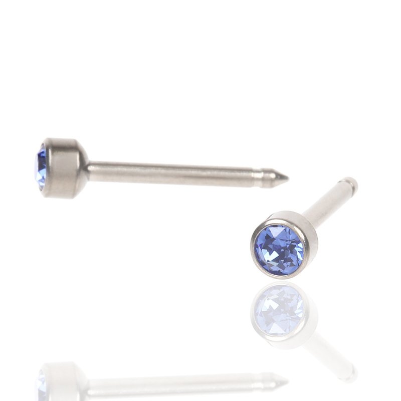 セカンドピアス 16G 軸太1.3mm サファイヤ 医療用チタン【コンビニ決済OK】 16G オススメ ロングポスト 軸長 12mm HANAJYUTSU DR