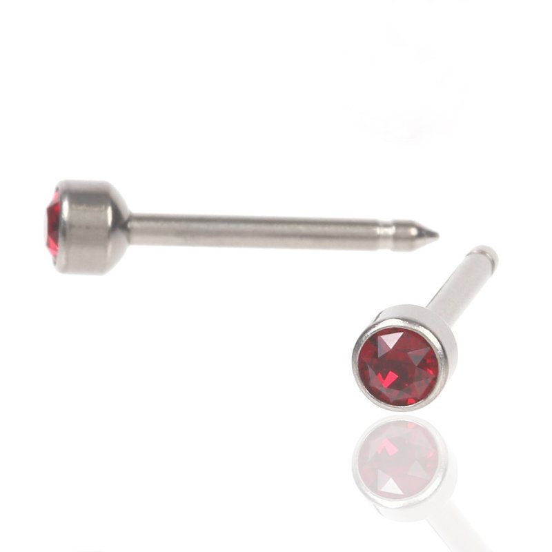 セカンドピアス 16G 軸太1.3mm ルビー 医療用チタン【コンビニ決済OK】 16G オススメ ロングポスト 軸長 12mm HANAJYUTSU DR