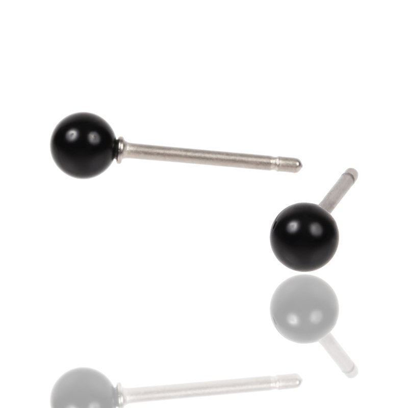 セカンドピアス 軸太 1.0mm 天然石 オニキス φ4mm【コンビニ決済OK】オススメ 純チタン ロングポスト 11mm MEDICAL HANAJYUTSU