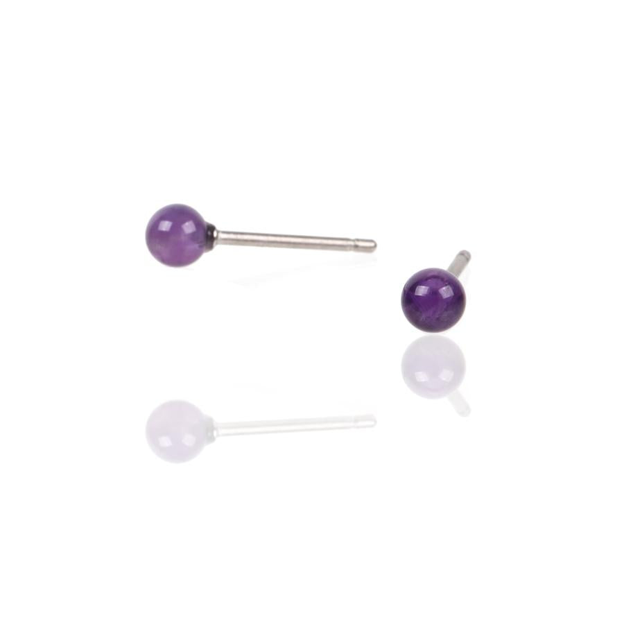 セカンドピアス 軸太 1.0mm 天然石 アメジスト φ4mm【コンビニ決済OK】オススメ 純チタン ロングポスト 11mm MEDICAL HANAJYUTSU
