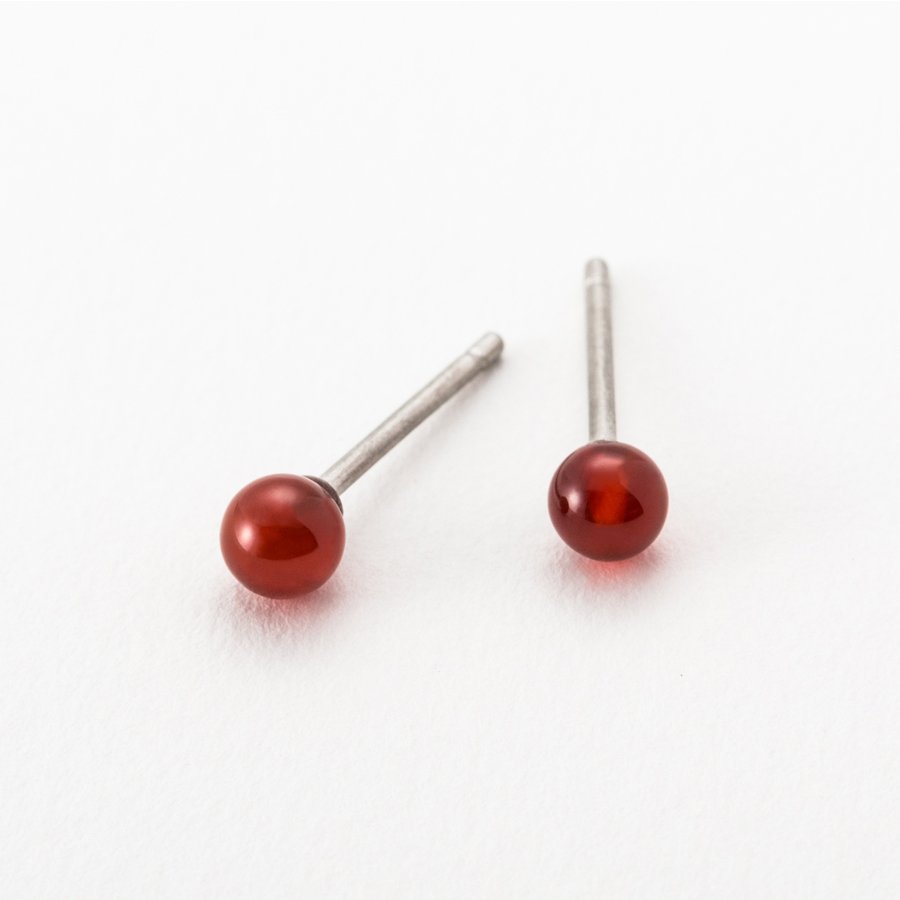 セカンドピアス 軸太 1.0mm 天然石 カーネリアンレッド φ4mm【コンビニ決済OK】オススメ 純チタン ロングポスト 11mm MEDICAL HANAJYUTSU