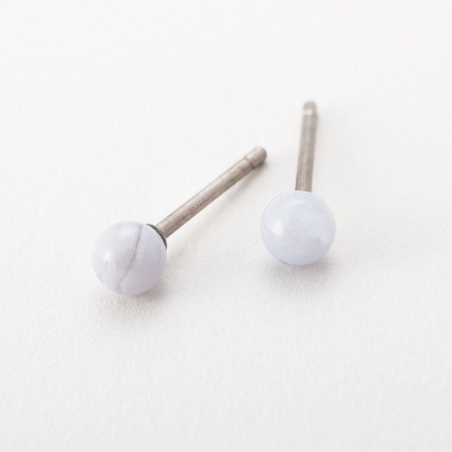 セカンドピアス 軸太 1.0mm 天然石 ブルーレースアゲート φ4mm【コンビニ決済OK】オススメ 純チタン ロングポスト 11mm MEDICAL HANAJYUTSU