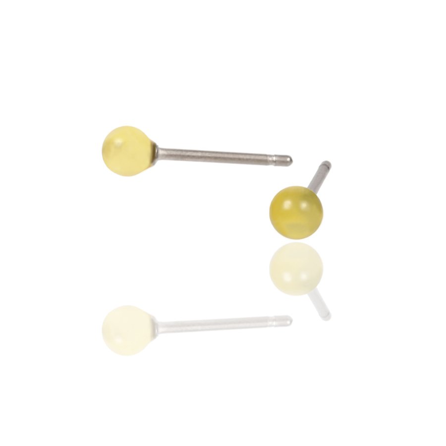 セカンドピアス 軸太 1.0mm 天然石 シトリンクォーツ φ4mm【コンビニ決済OK】オススメ 純チタン ロングポスト 11mm MEDICAL HANAJYUTSU