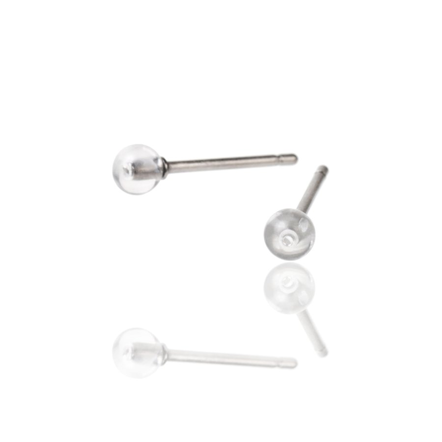 セカンドピアス 軸太 1.0mm 天然石 クリスタルクォーツ φ4mm【コンビニ決済OK】オススメ 純チタン ロングポスト 11mm MEDICAL HANAJYUTSU