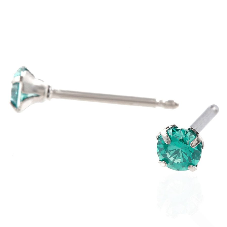 セカンドピアス 軸太 1.0mm CZ グリーン【コンビニ決済OK】オススメ 純チタン ロングポスト 11mm ラウンドプリリアンカットφ4mm MEDICAL HANAJYUTSU