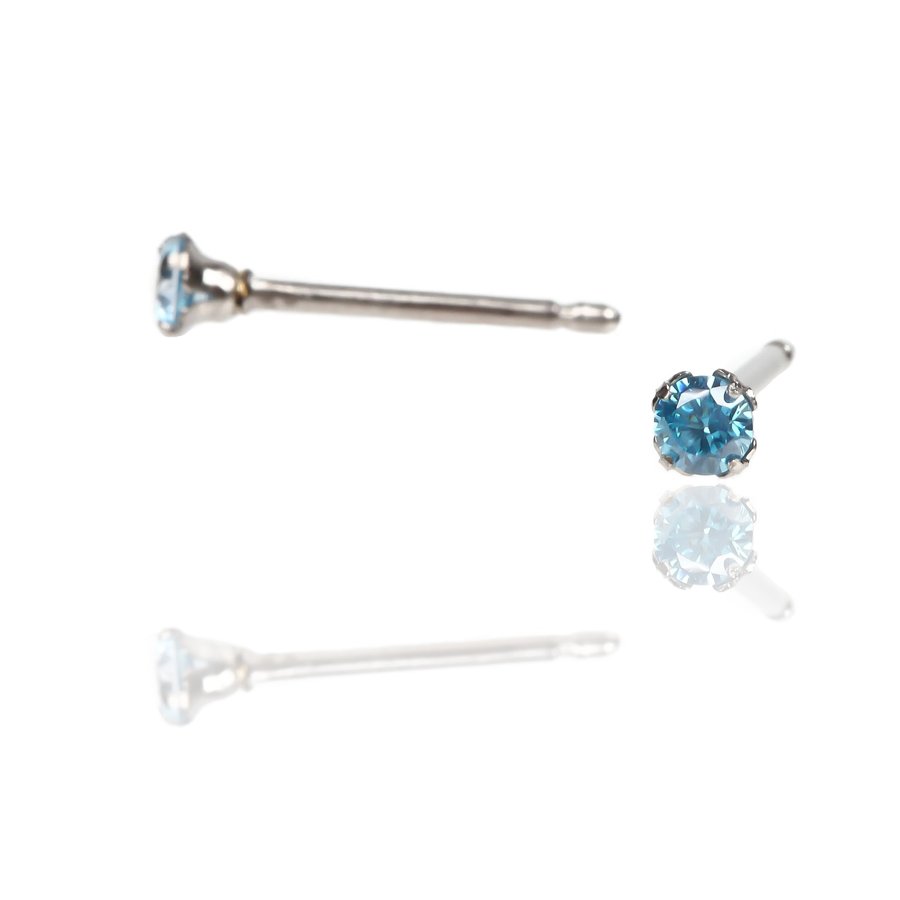 セカンドピアス 軸太 1.0mm CZ ミントグリーン φ3mm【コンビニ決済OK】 純チタン ロングポスト 11mm ラウンドプリリアンカット MEDICAL HANAJYUTSU