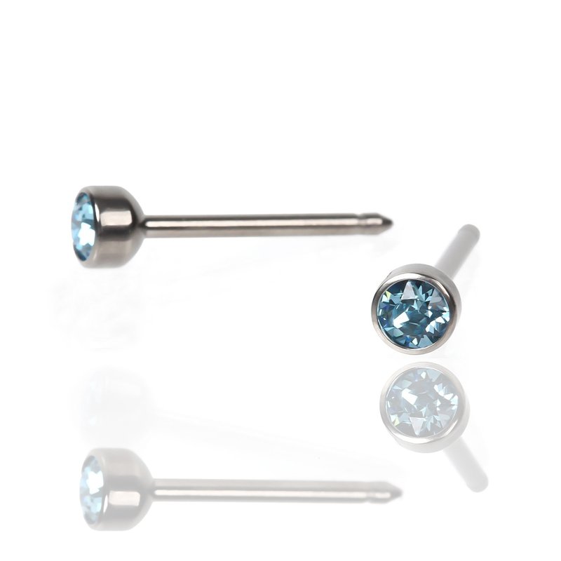 セカンドピアス 軸太1.1mm アクアマリン 医療用チタン【コンビニ決済OK】 オススメ ロングポスト 軸長 12mm MEDICAL HANAJYUTSU