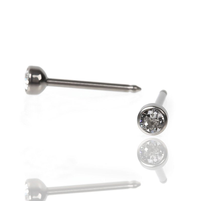 セカンドピアス 軸太1.1mm クリスタル 医療用チタン【コンビニ決済OK】 オススメ ロングポスト 軸長 12mm MEDICAL HANAJYUTSU