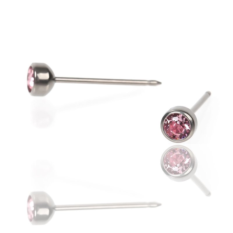 セカンドピアス 医療用チタンφ4mm ライトローズ 軸太0.8mm 医療用チタン 20G ロングポスト 12mm 丸形 4mm ハナジュツ HANAJYUTSU