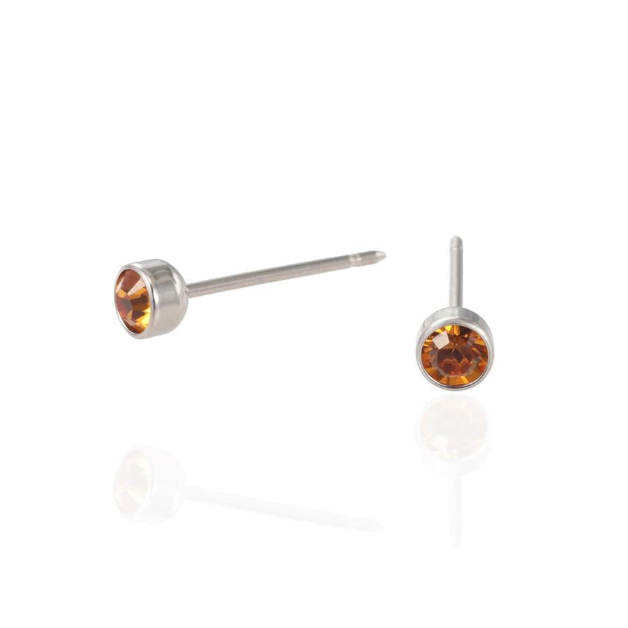 セカンドピアス 医療用チタンφ4mm トパーズ 軸太0.8mm 20G ロングポスト 12mm 丸形 4mm ハナジュツ HANAJYUTSU