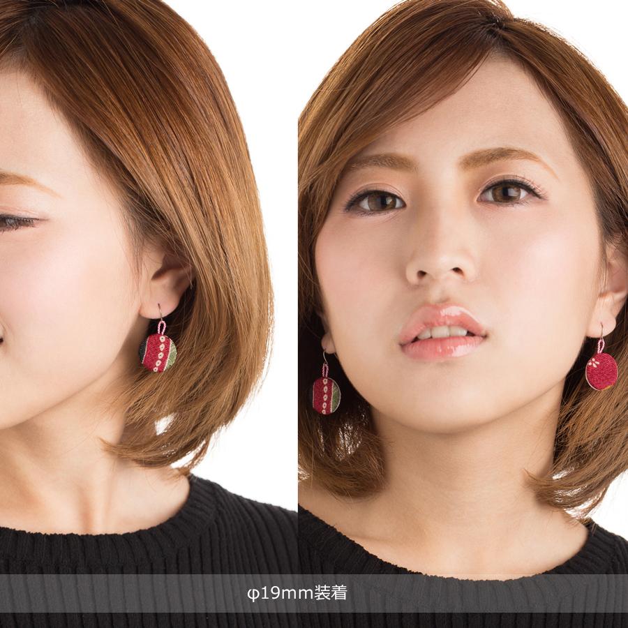 【オープン価格】【パラリンピックキャンペーン】和風ピアス 純チタン ラウンド中 φ19mm 赤7D 小顔 揺れるデザイン HANAJYUTSU