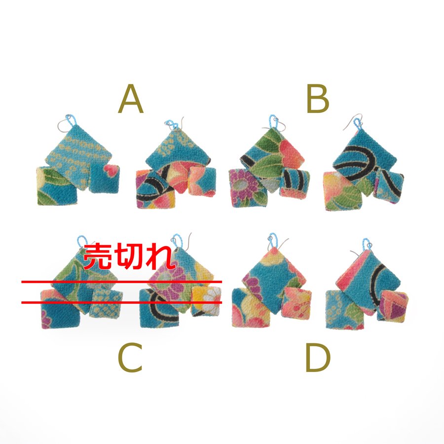 【オープン価格】【パラリンピックキャンペーン】和風ピアス 純チタン 3連 14_19_22mm 青17A 小顔 揺れるデザイン HANAJYUTSU
