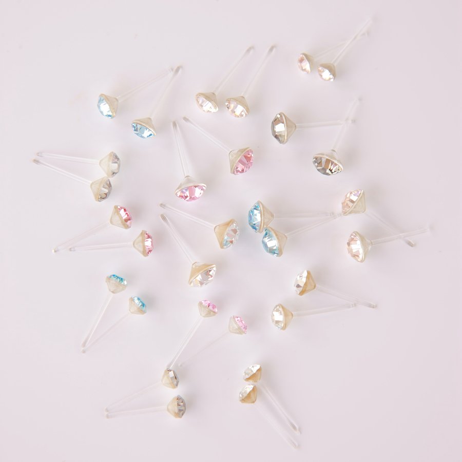セカンドピアス 樹脂 Swarovski スワロフスキー φ4mm タンザナイト 軸太 0.9mm ~ 0.8mm ロングポスト 11mm ハナジュツ HANAJYUTSU